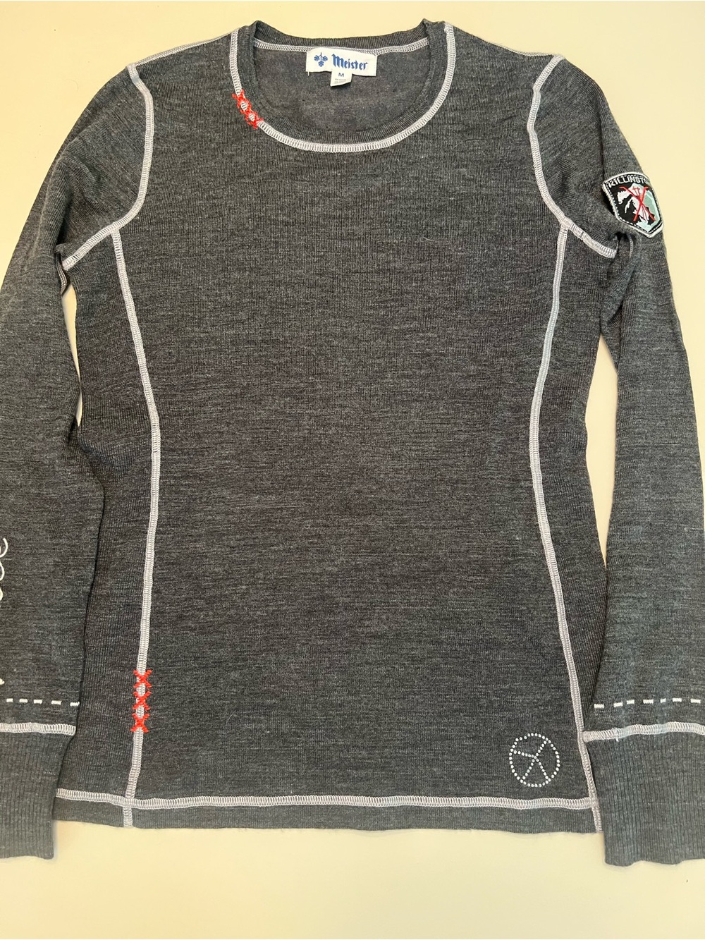 Meister Women's Charcoal Long-Sleeve Tee with Contrast Stitching